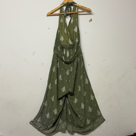Faithfull the Brand Lima Sage Green Print Halter Midi Jumpsuit L FLAW - Picture 9 of 13